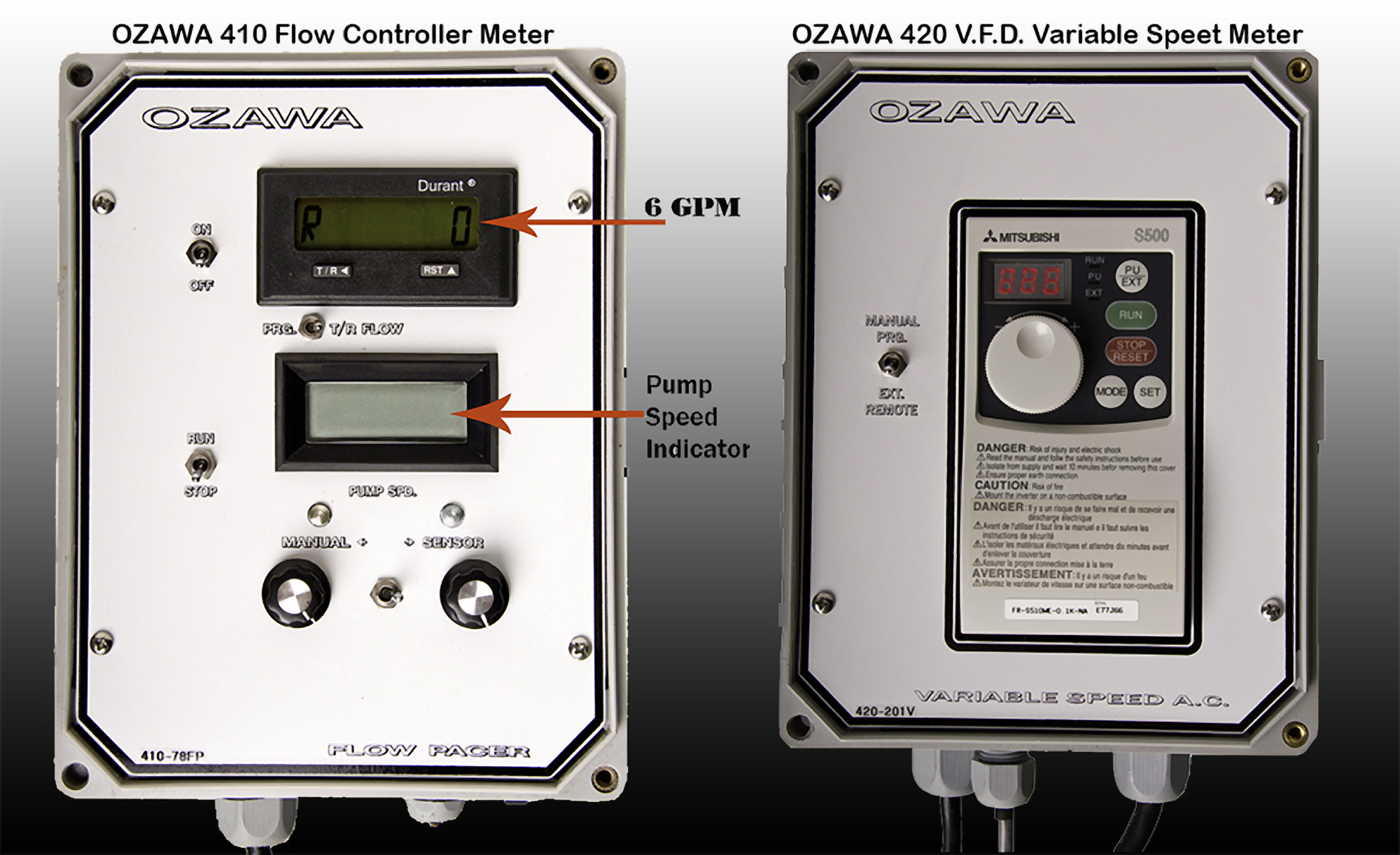 Ozawa pump with VFD and flow meter system